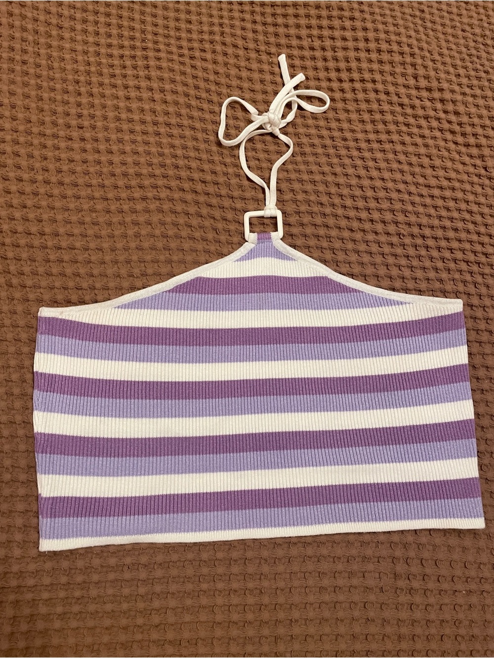 Striped Purple & White Halter Tube Top